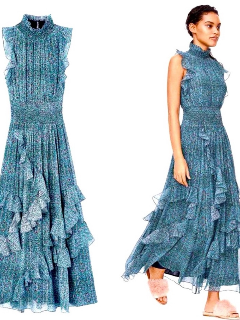 Rebecca Taylor Minnie Ruffled Designer Maxi Dress, seen on Sarah Michelle Gellar